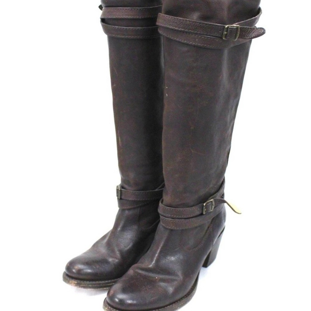 Frye Boots Jane Strappy Knee Tall 7B Browwn Oiled